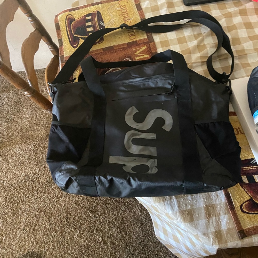 Supreme hat stickers tote and cross body bag